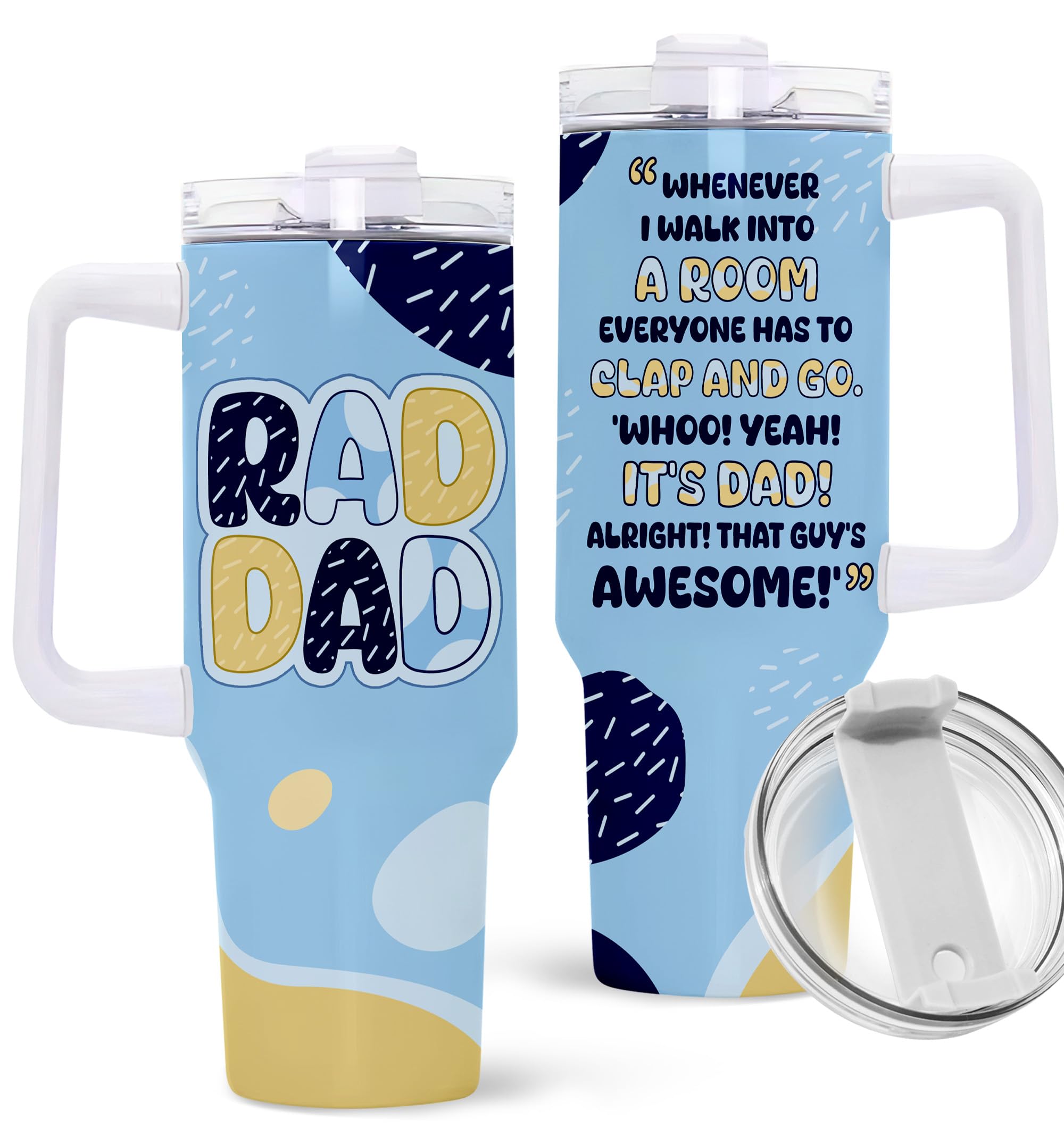 Marsana Dad Tumbler 40oz con asa, ideal para llevar café durante la jornada