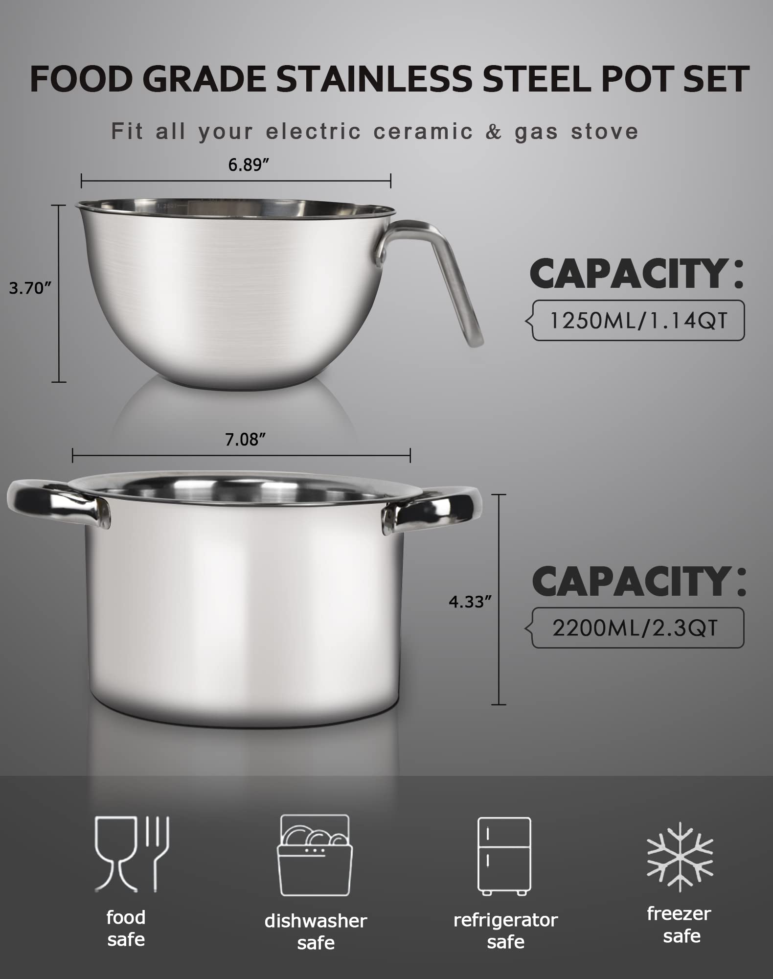 Marsheepy olla doble 2200 ml ideal para derretir mantequilla y caramelos.
