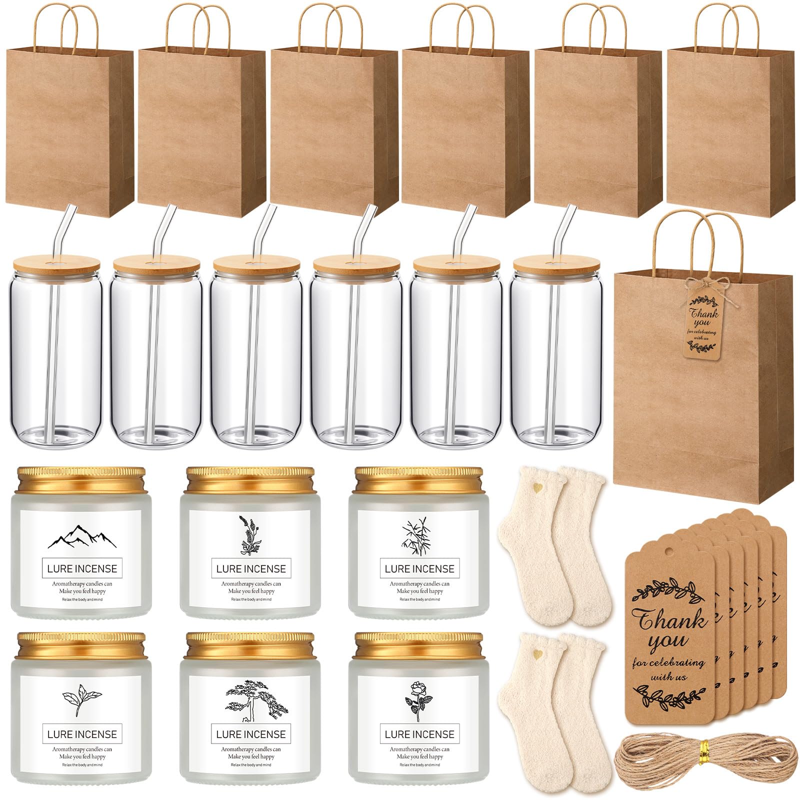 Copa de cristal Marsui de 16 oz con tapa de bambú para bebidas refrescantes