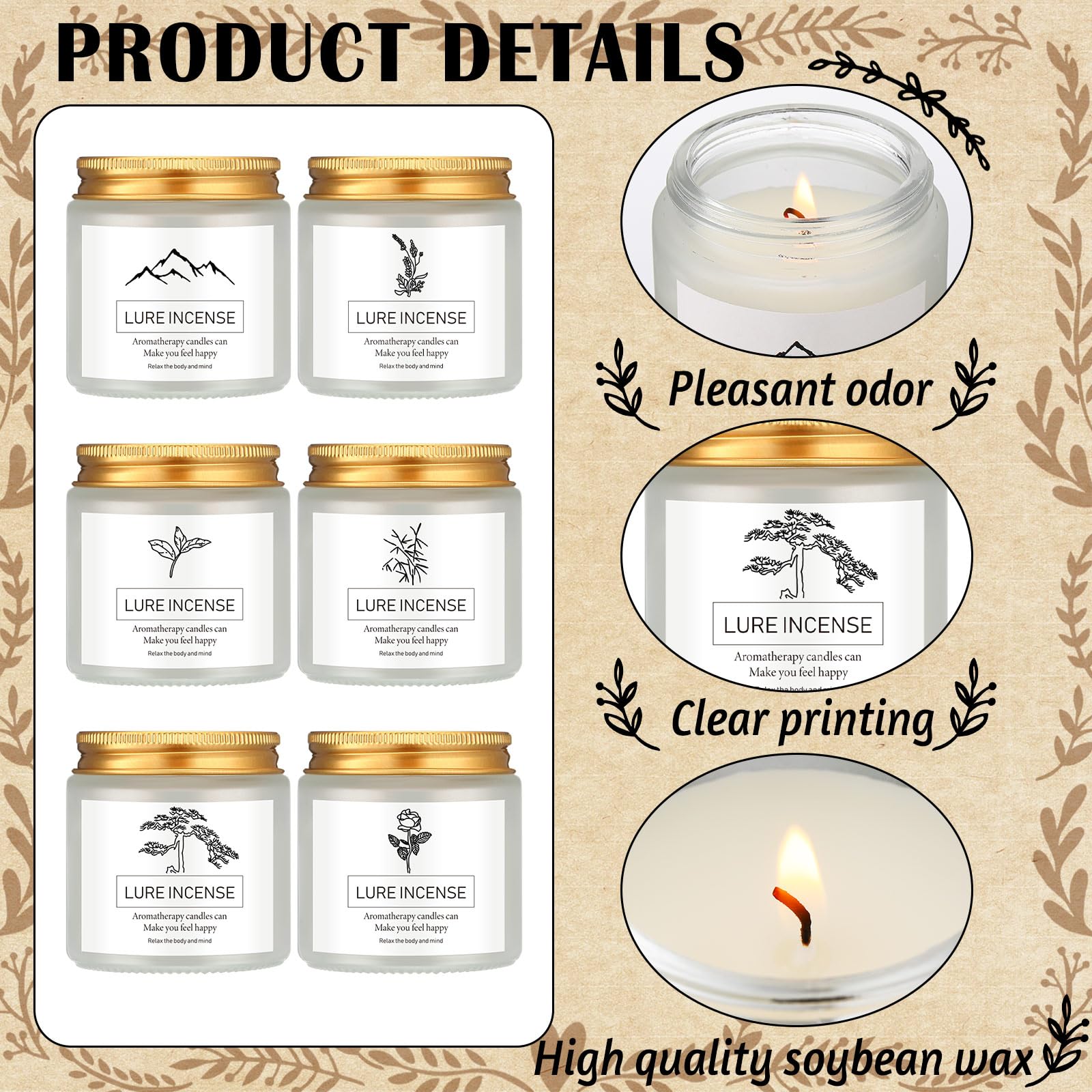 Vela de soja blanca Marsui de 4 oz, aroma suave para relajarse