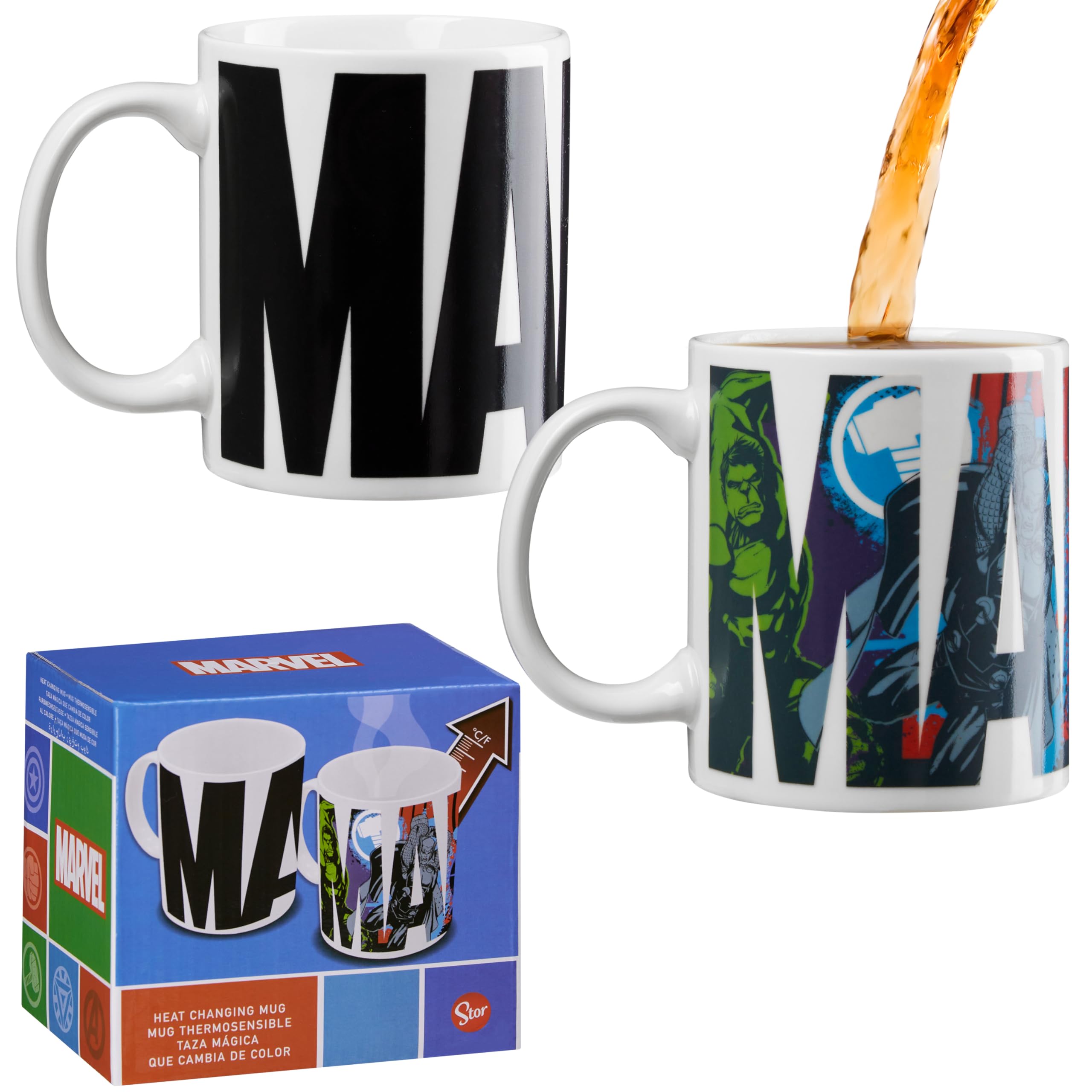 Taza Marvel 312ml para café diario, ideal para empezar la mañana.