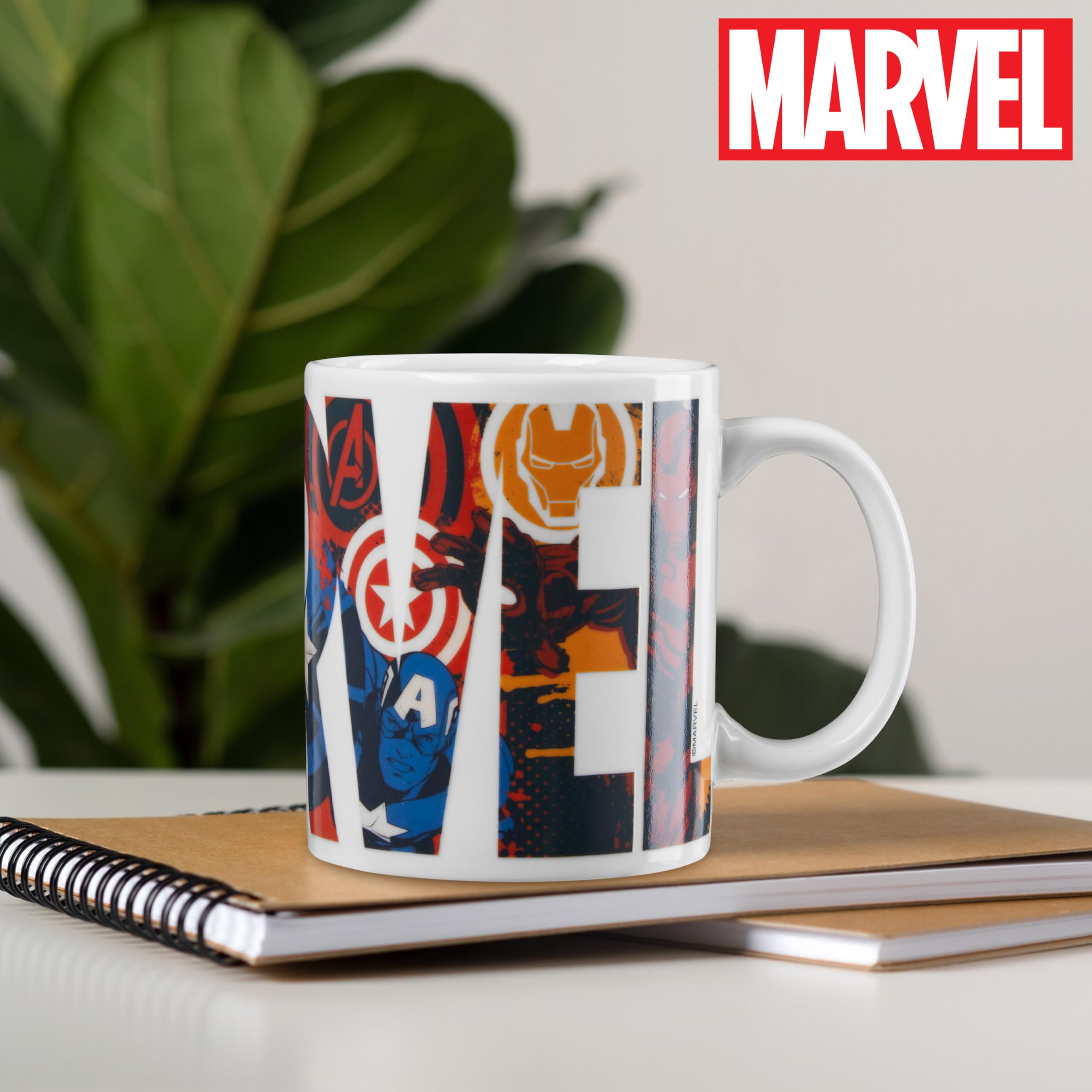 Taza Marvel cambio de color al calor, diseño sorprendente al beber.