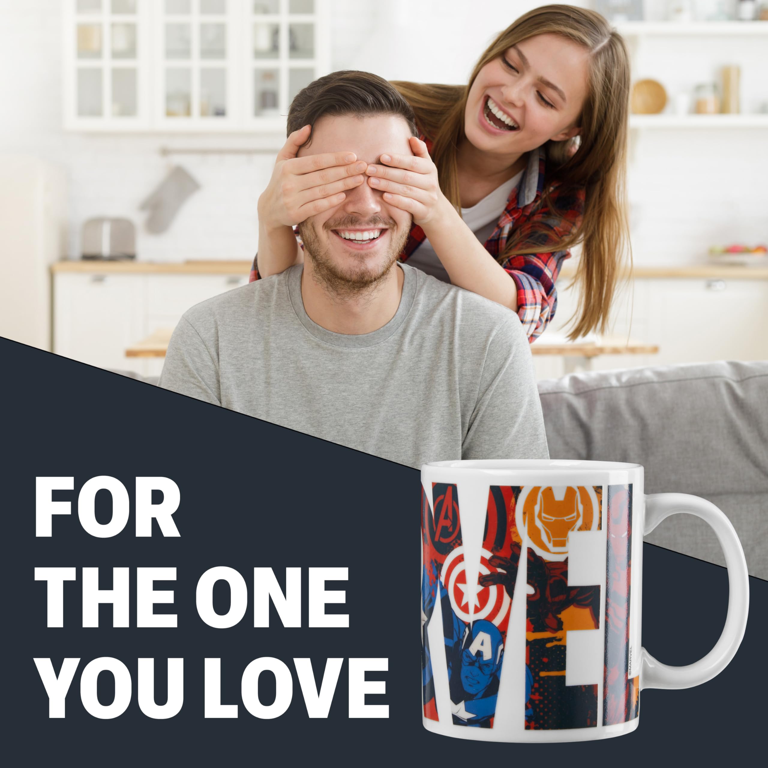 Taza Marvel en caja regalo, regalo perfecto para fans.