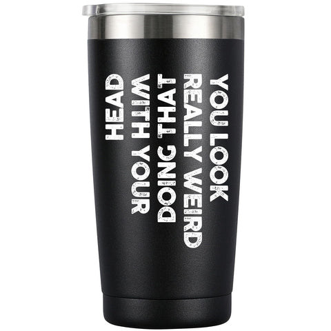 Vaso térmico MASGALACC con diseño divertido, ideal para oficina y regalo.