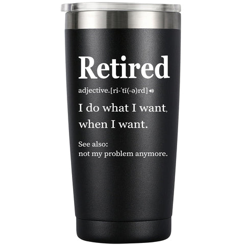 MASGALACC Vaso térmico jubilación frontal negro, ideal para bebidas calientes durante la jornada.