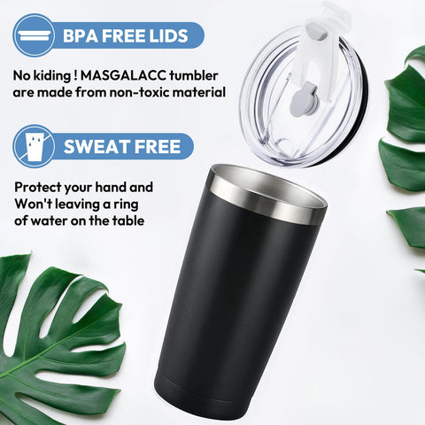 MASGALACC Vaso térmico tapa sin BPA, facilita limpieza y uso diario.