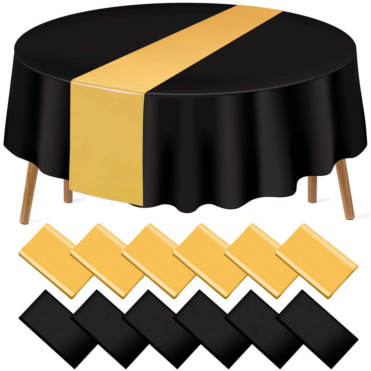 MASHAN cinta satin negro dorado, enfoque elegante para decorar mesas