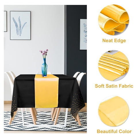 Mantel negro con diseño clásico en dorado de MASHAN para eventos.