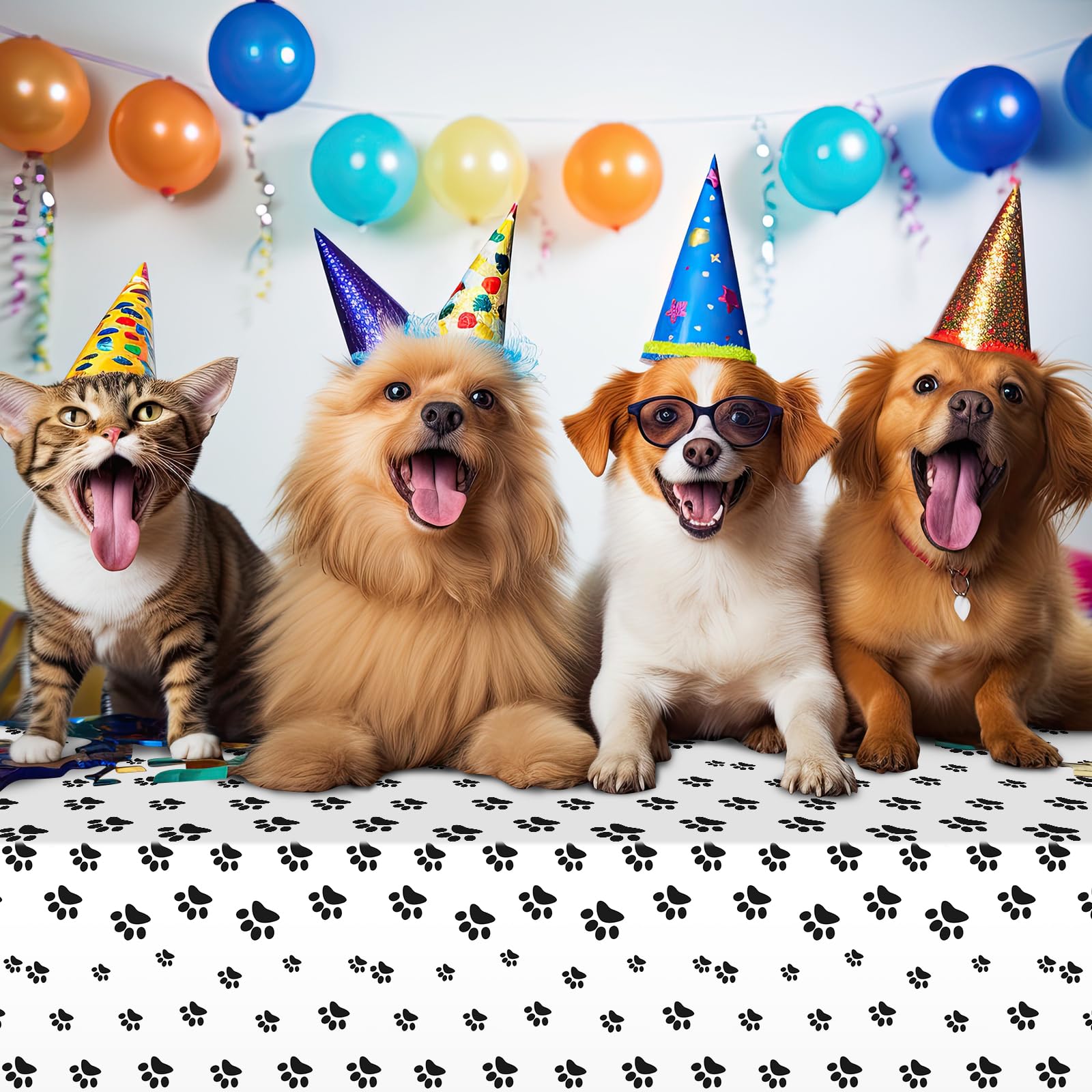 Mantel Mashan huellas azul, diseño lúdico para cachorros