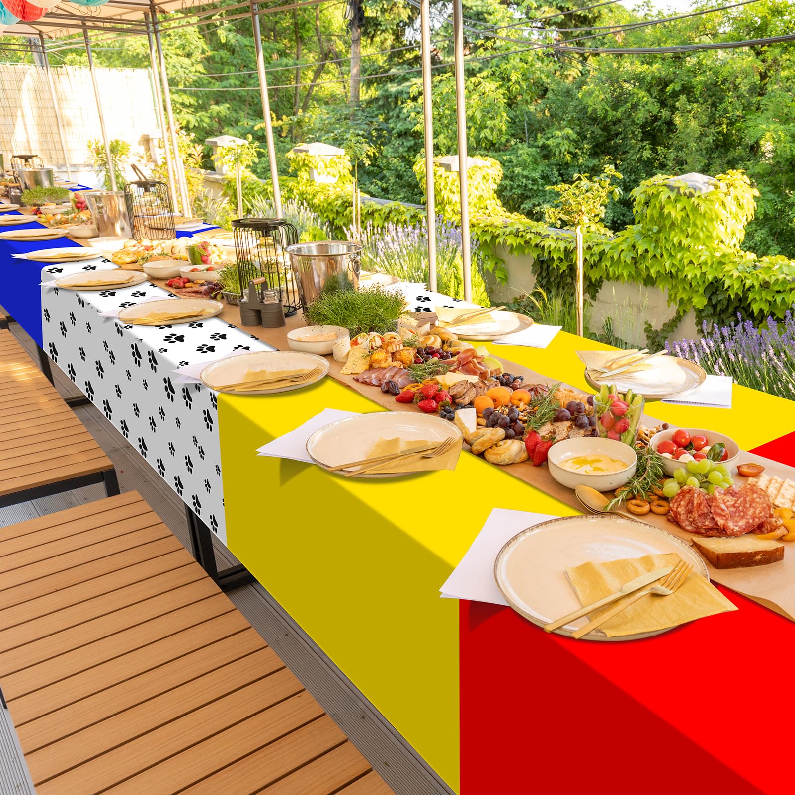 Mantel Mashan huellas rojas, ideal para celebraciones y mesas