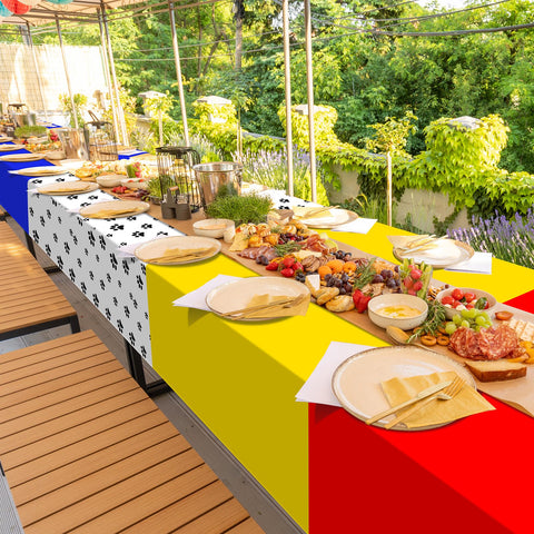 Mantel Mashan huellas rojas, ideal para celebraciones y mesas