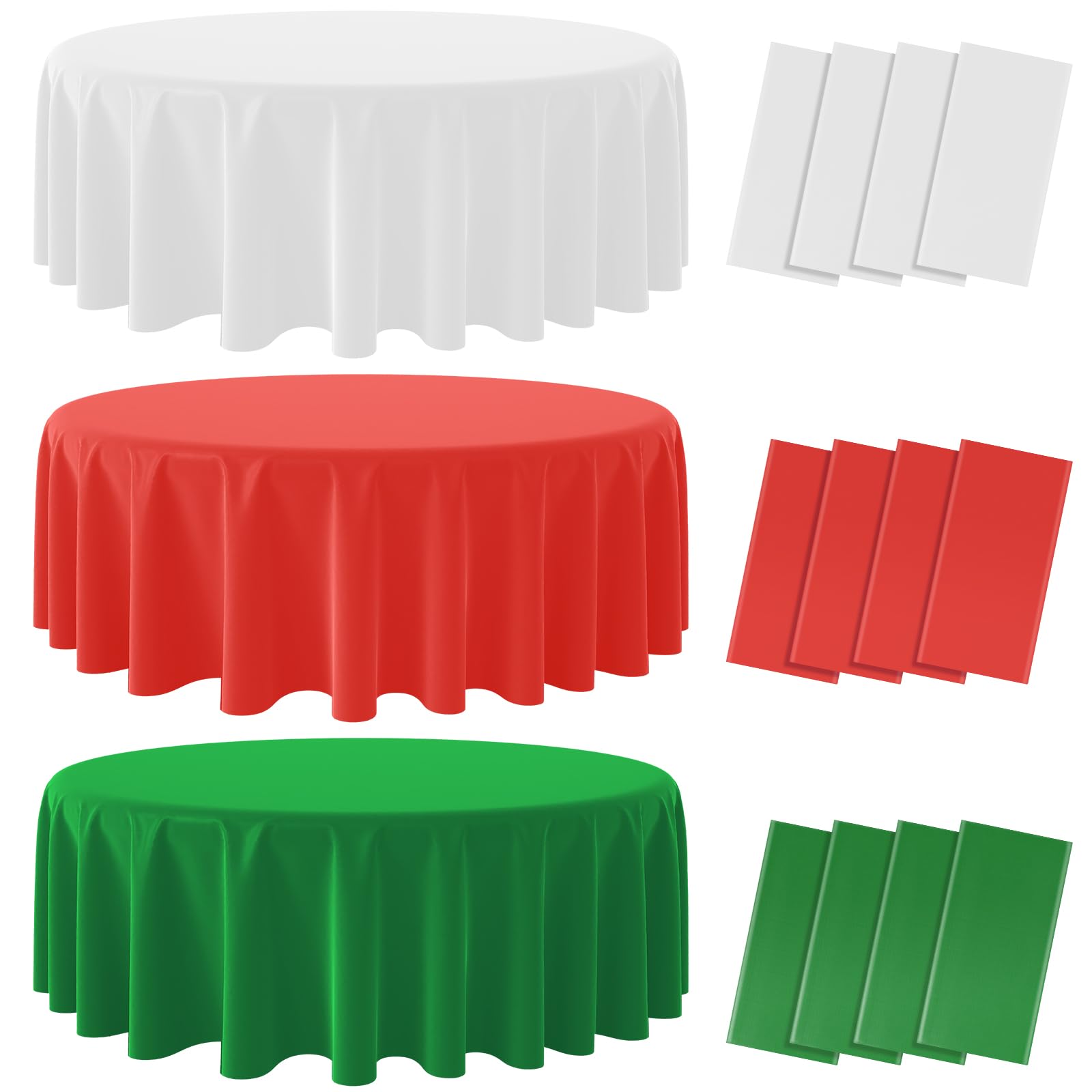 Mantel Mashan redondo navideño de 84 pulgadas para una mesa festiva.