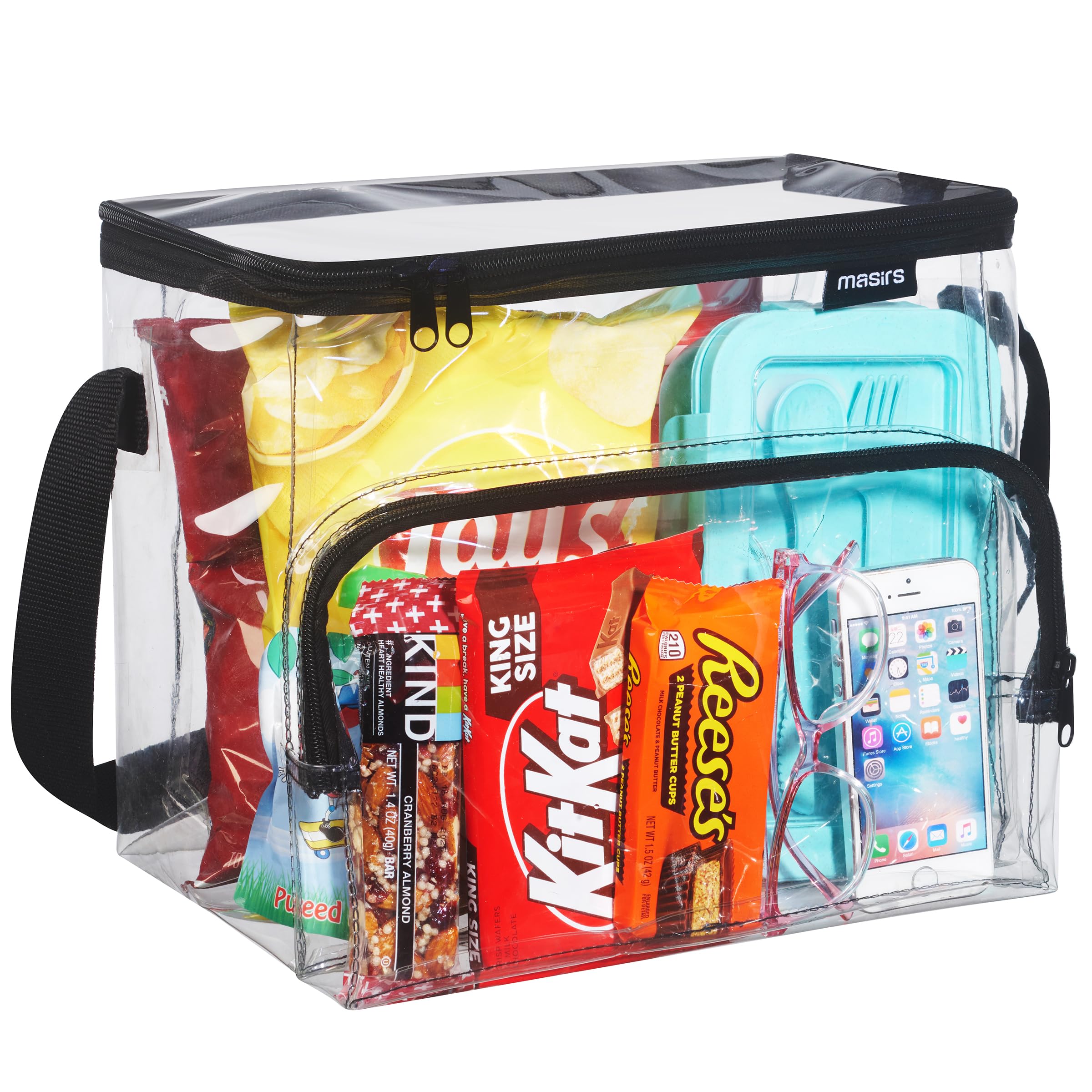 Masirs bolsa almuerzo transparente con ventana para ver fácilmente el contenido.