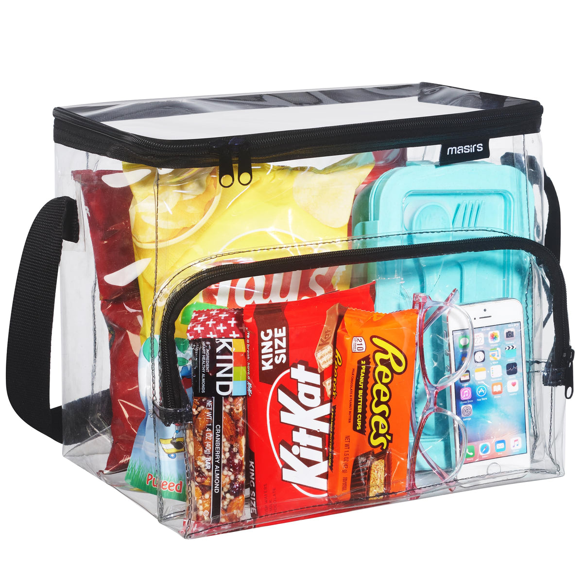 Masirs bolsa almuerzo transparente con ventana para ver fácilmente el contenido.