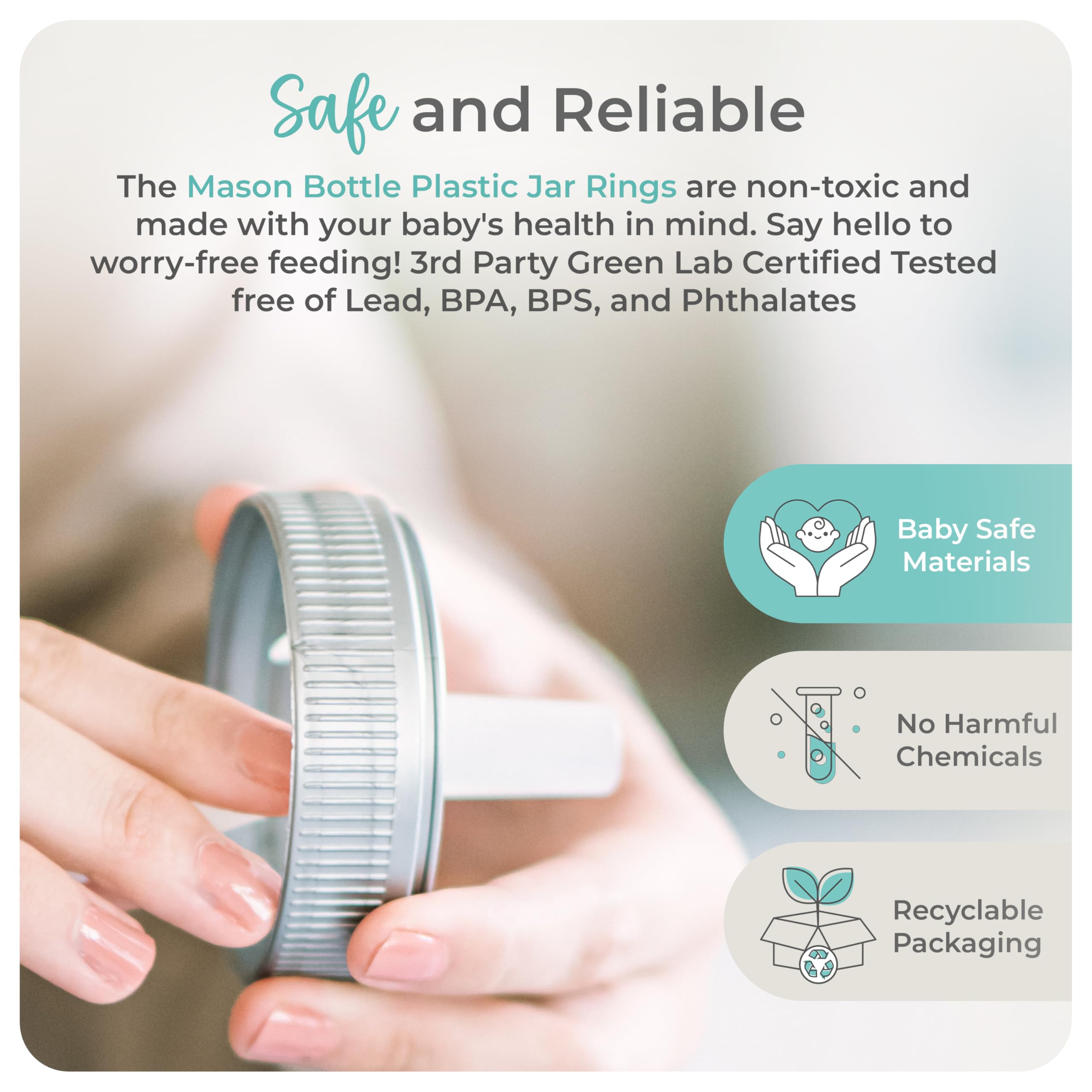 Anillos Mason Bottle no tóxicos para leche y alimentos.