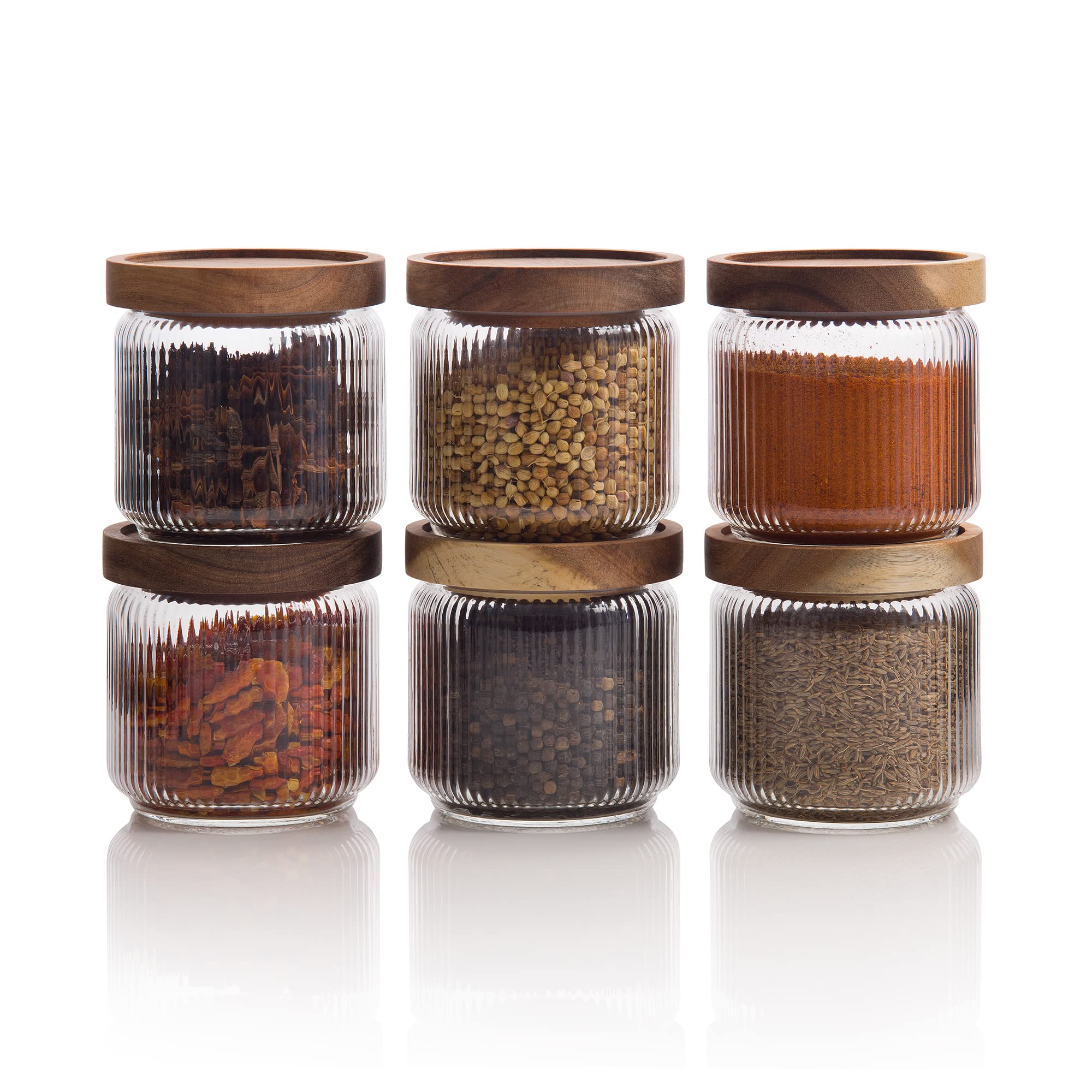 Mason & Fable: jarras de vidrio con tapas de madera para almacenamiento seguro de alimentos