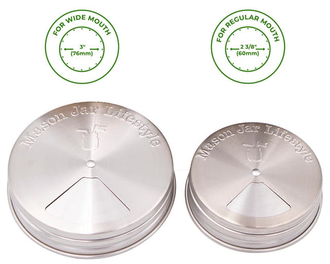 La tapa con vertido de Mason Jar Lifestyle muestra control de porciones para especias.