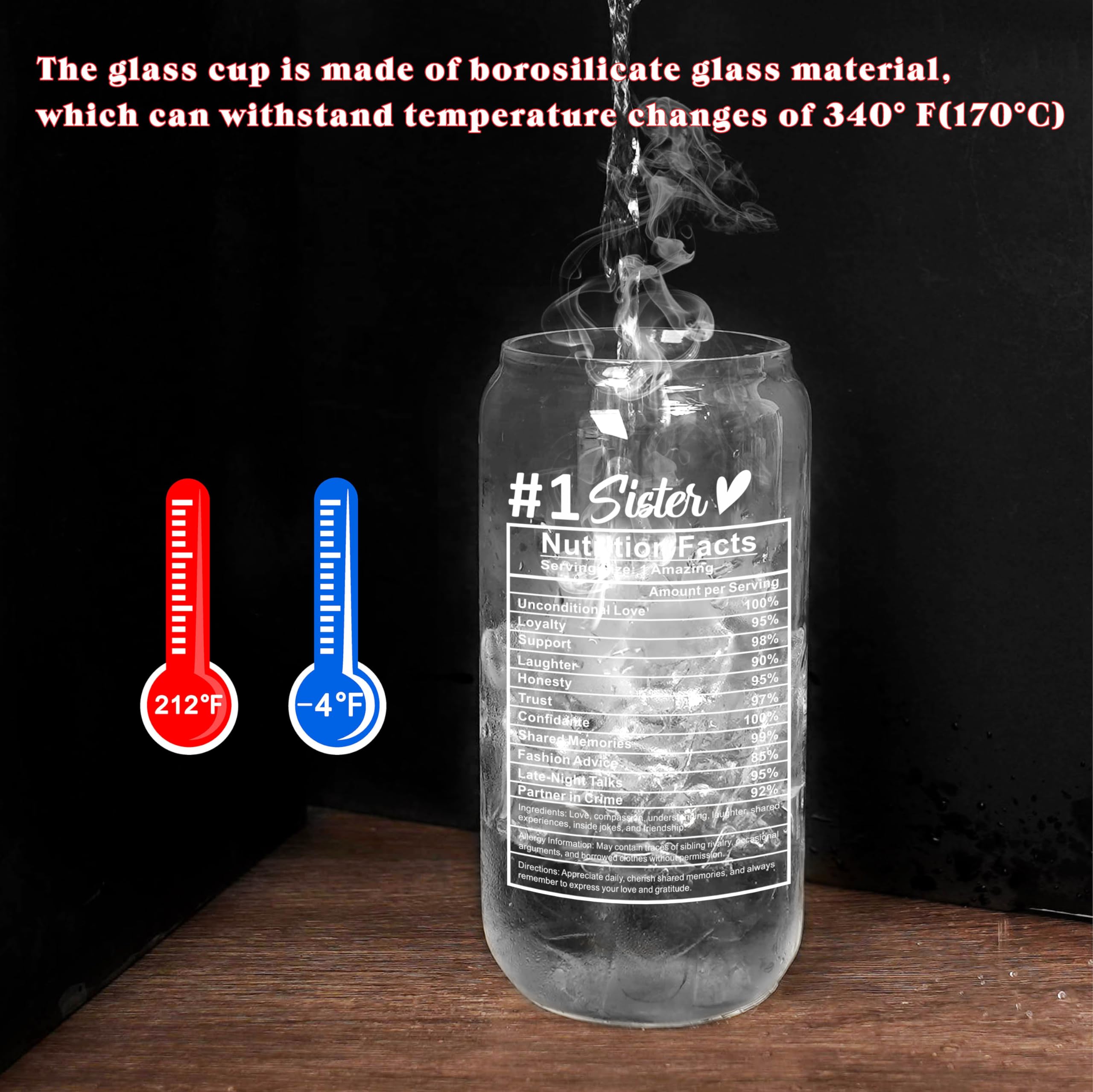 Vaso de vidrio borosilicato Mason Life, duradero para bebidas calientes o frías.