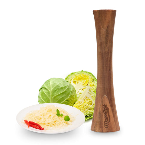 Masontops Aplastador Verduras para fermentación en frascos con madera de acacia.