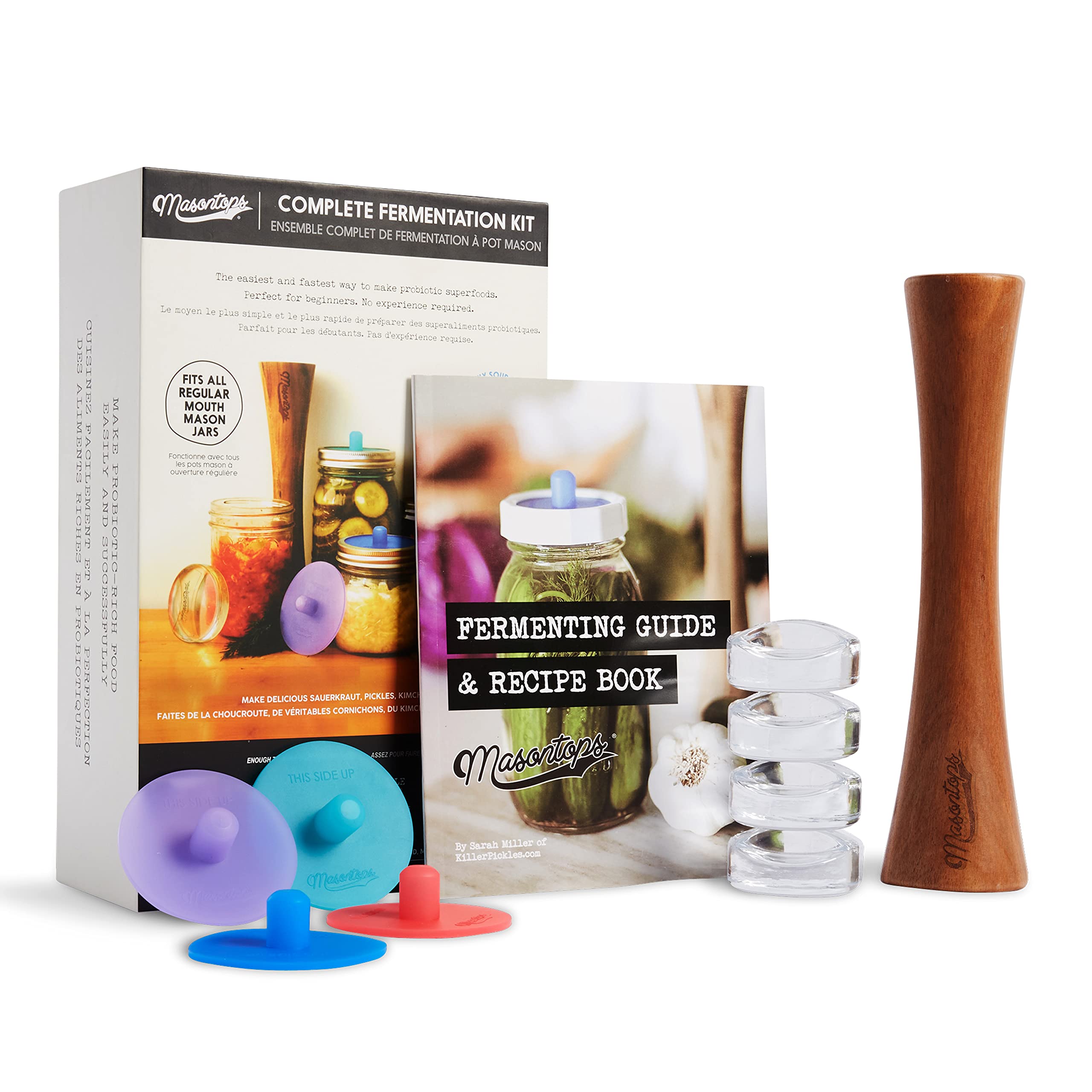 Masontops kit de fermentación con jarras de boca estrecha para lotes pequeños.