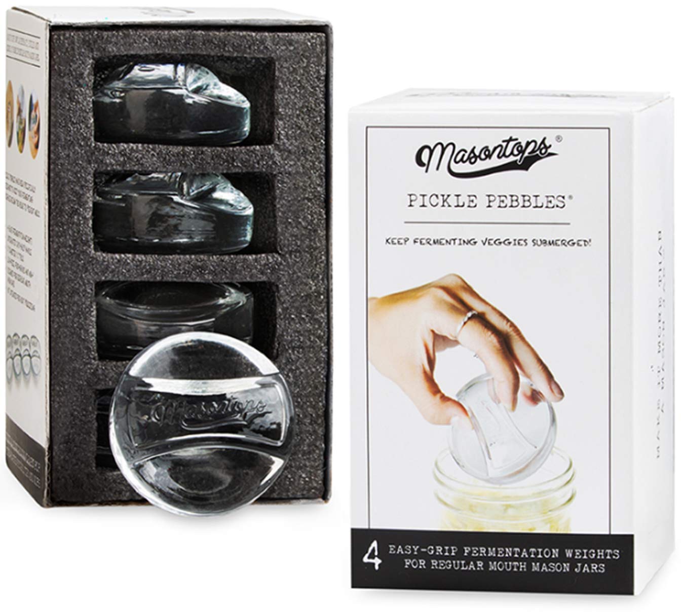 Masontops Piedras de fermentación para vaso Mason boca regular, mantienen las verduras sumergidas.