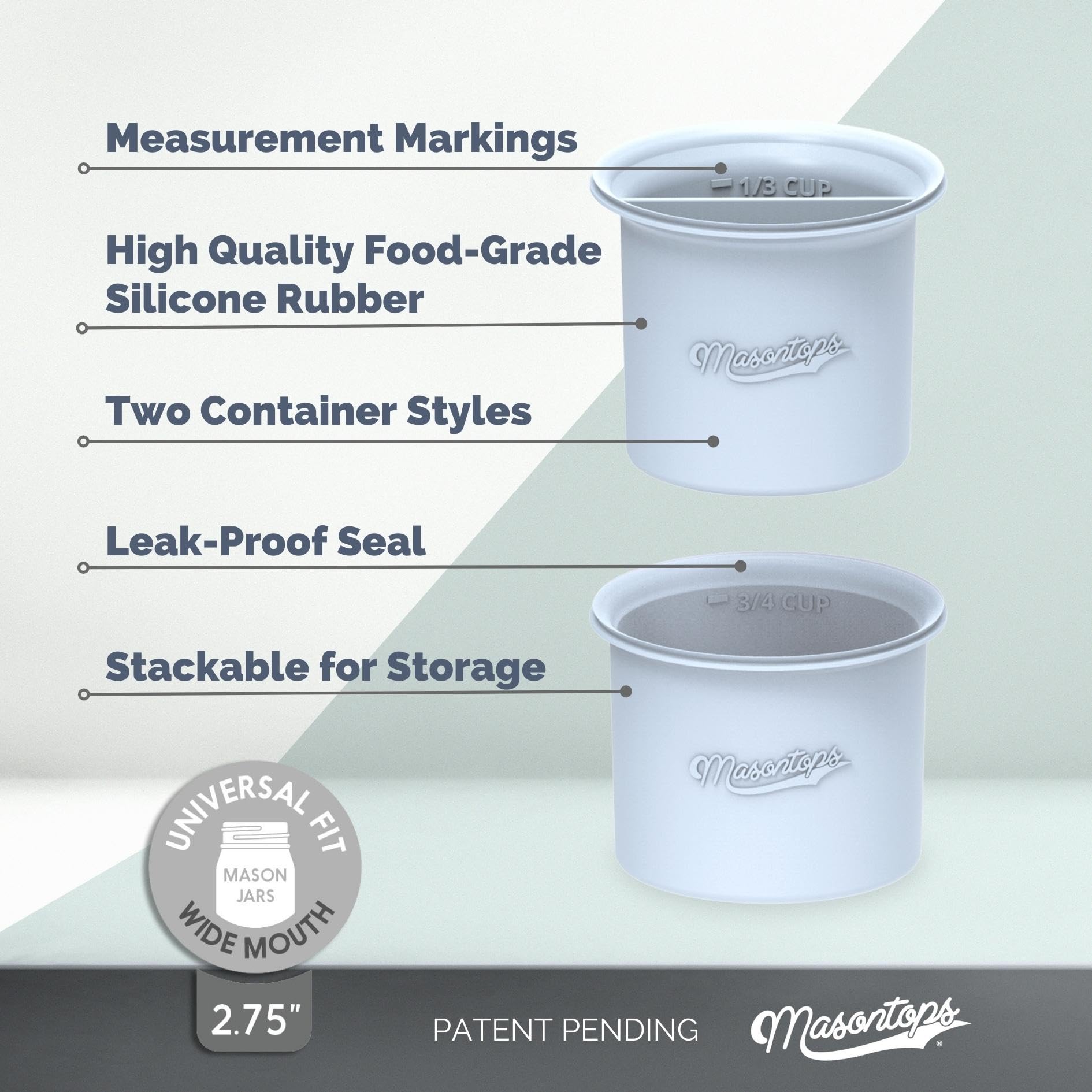Masontops Snack Stack copas divisoras con medidas para porciones