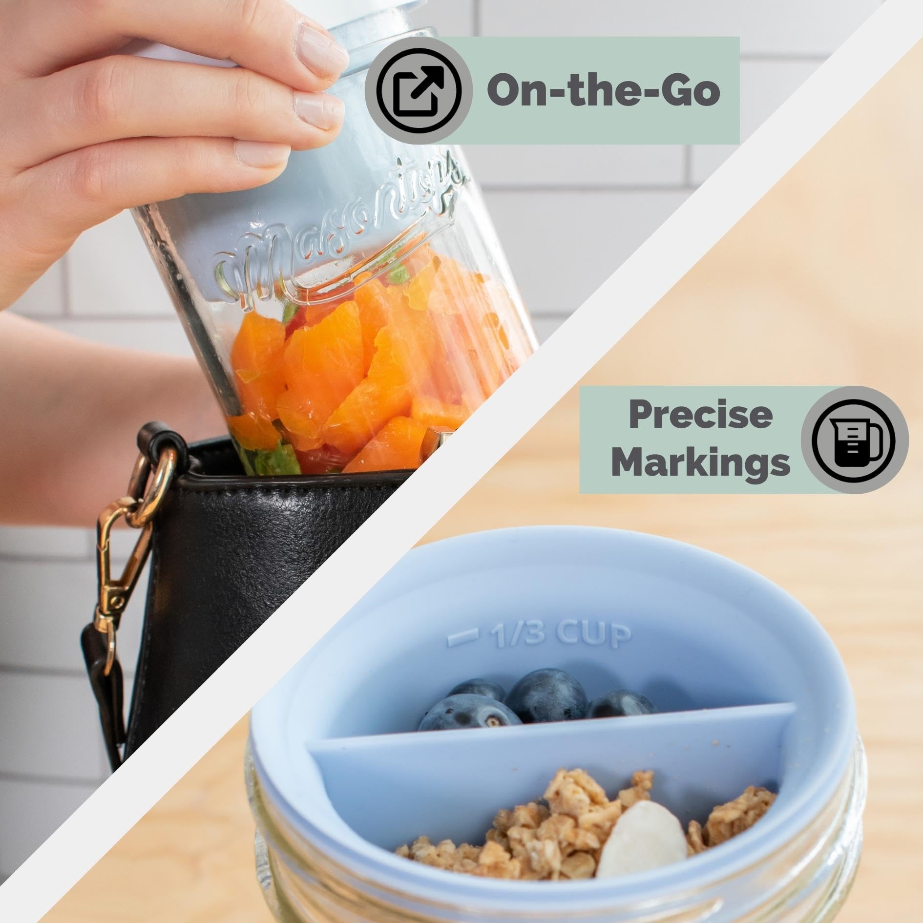 Masontops Snack Stack seguro para alimentos y apto para lavavajillas