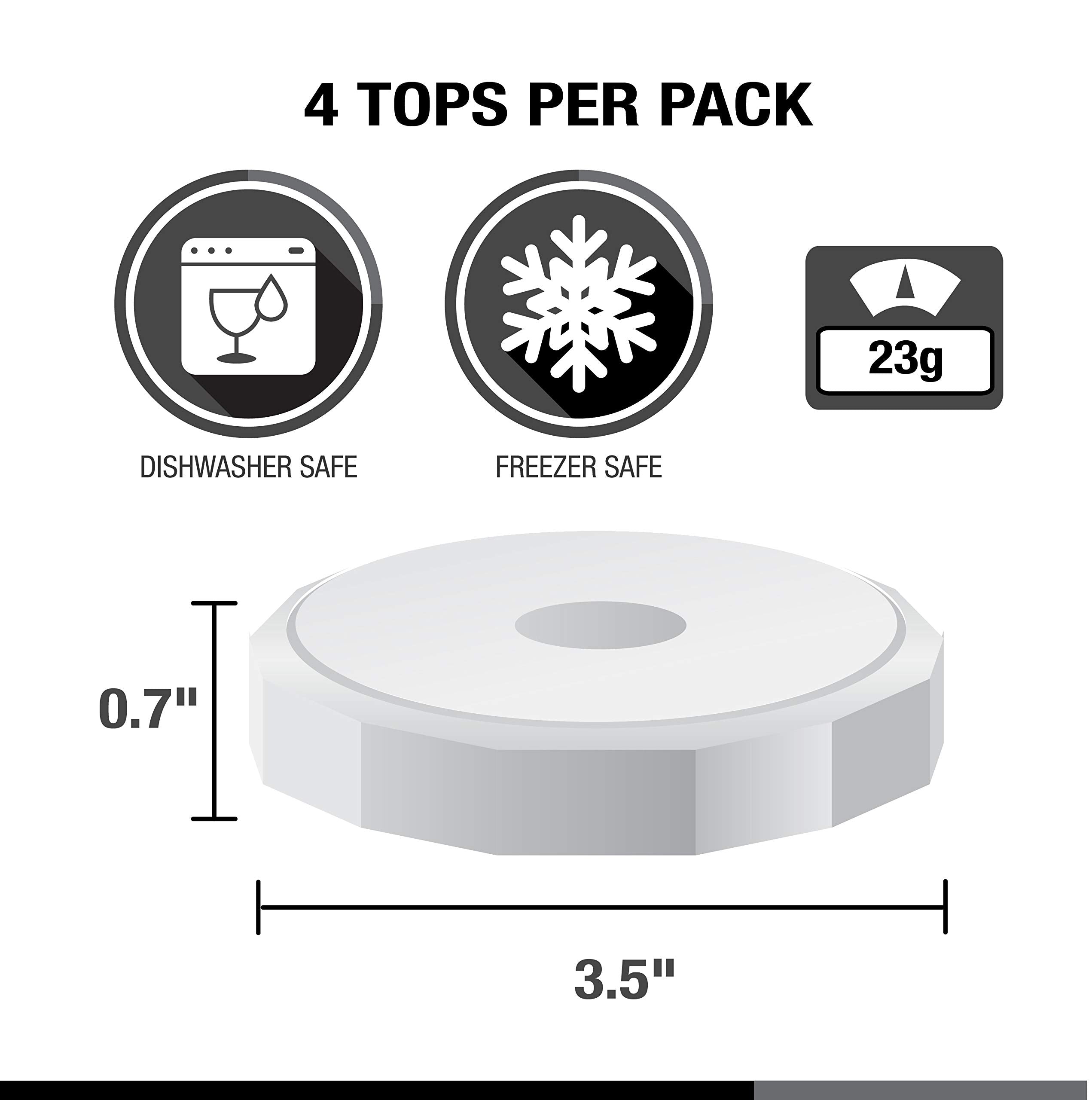 Masontops Tough Tops: tapa boca ancha para frascos Ball, ideal para organización.