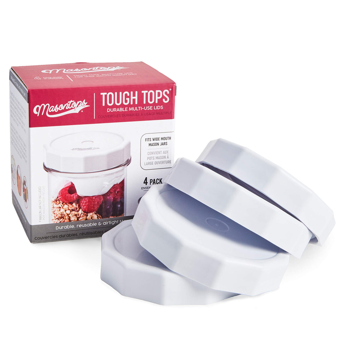 Masontops Tough Tops: tapa de boca ancha con silicona y sellado hermético para líquidos.