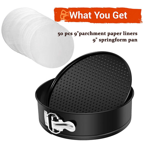 MASSUGAR Pan tarta antiadherente con 50 papeles para hornear, cocina limpia.