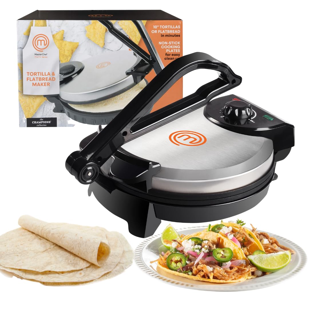 MasterChef Tortilla Maker con placas antiadherentes para desmoldeo fácil y cocción uniforme.