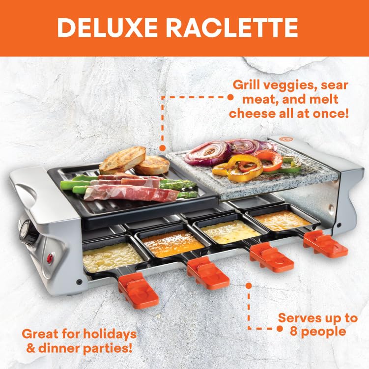 MasterChef Raclette eléctrica con piedra de cocción para carnes y verduras