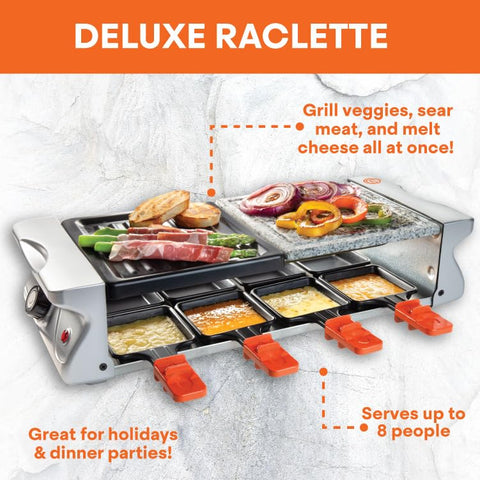 MasterChef Raclette eléctrica con piedra de cocción para carnes y verduras