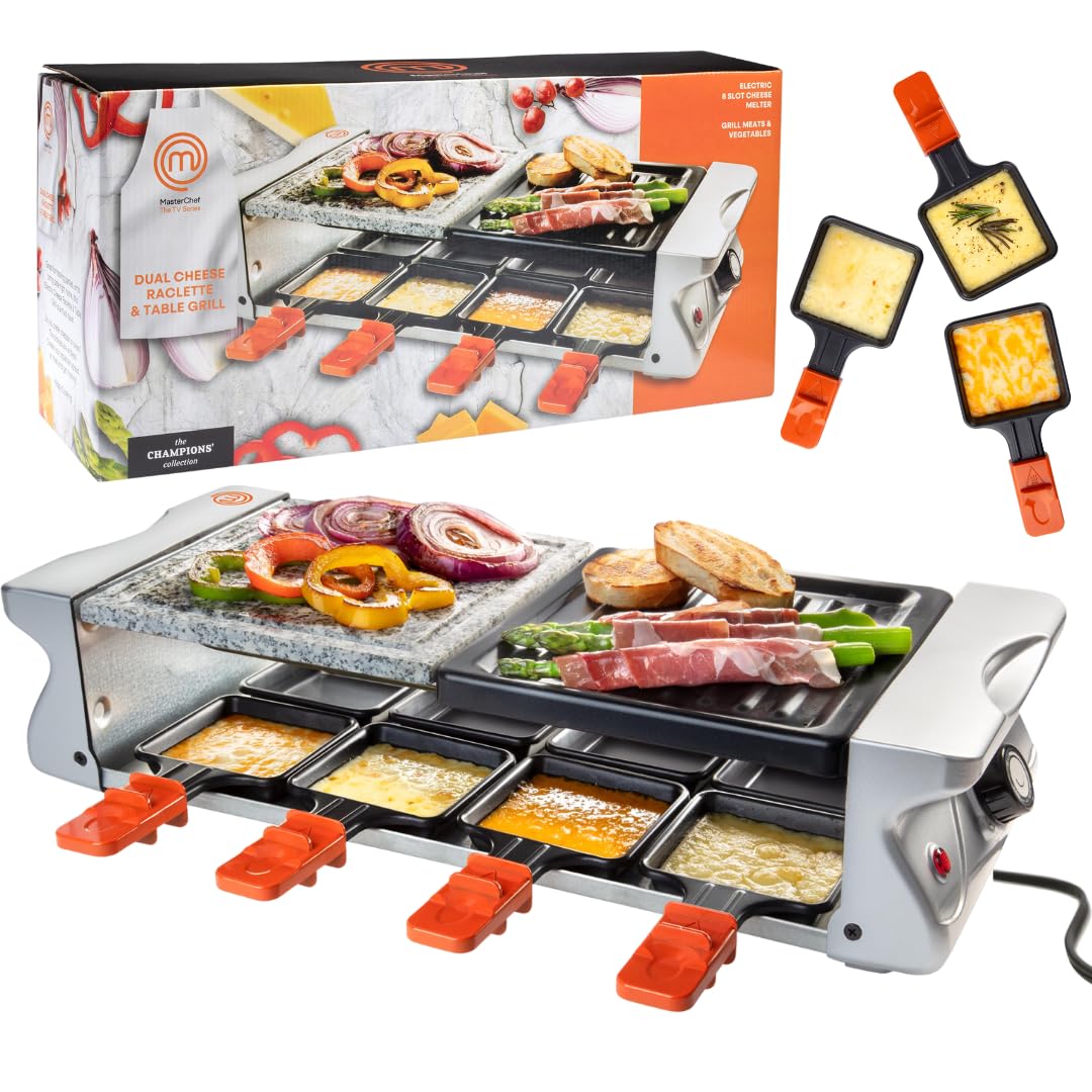 MasterChef Raclette eléctrica con superficie antiadherente para derretir queso