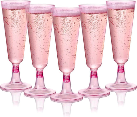 Copas MATANA 24 de champán rosa con purpurina, ideales para bodas.