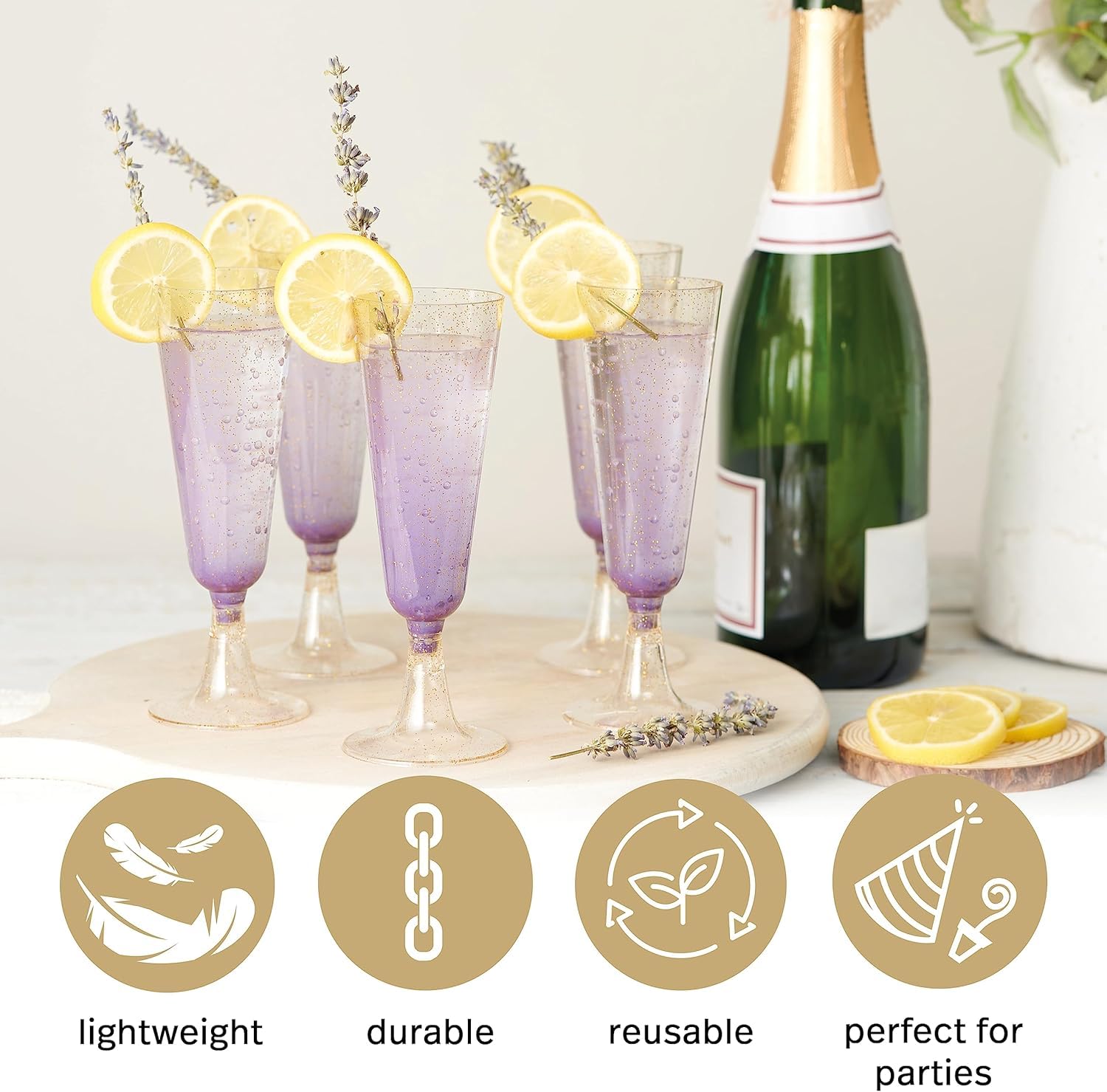 MATANA copas plástico desechables o reutilizables para fiestas prácticas.