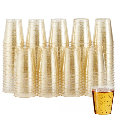 MATANA 60 brillo-oro, vasos chupito plásticos reutilizables para fiestas con estilo