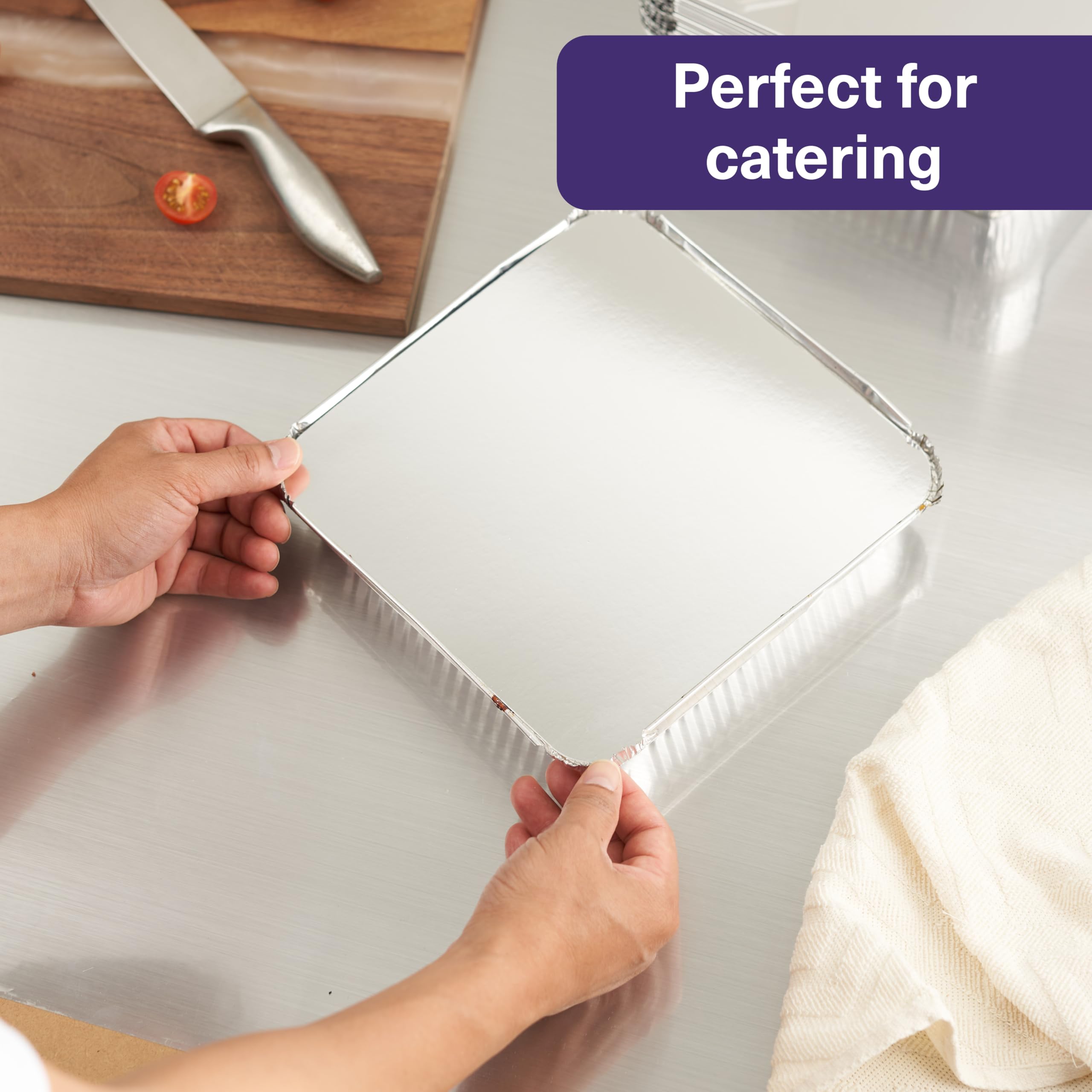 MATANA bandeja aluminio 9x9 reutilizable para catering y casa