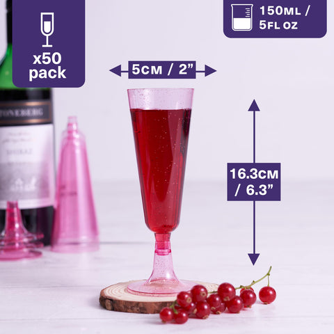 Copas MATANA con brillo rosa, para mimosas y cócteles en fiestas.