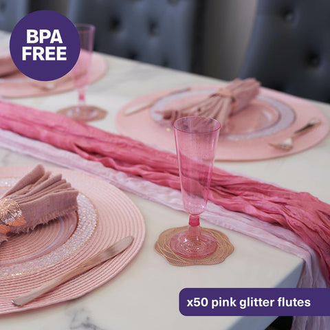 MATANA copas de exterior en plástico rosa con brillo ligero.