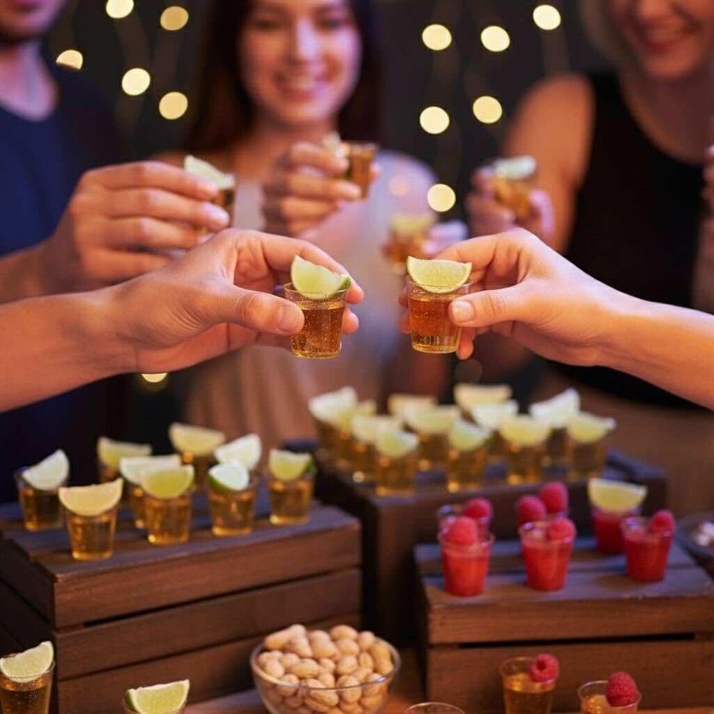 MATANA usos catering brillo-oro en vasos chupito de plástico
