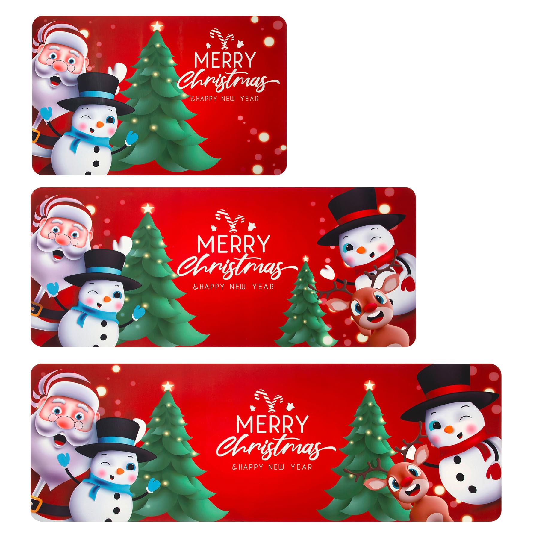 MATBAR alfombras navideñas para cocina, conjunto de tres, cálidas y festivas.