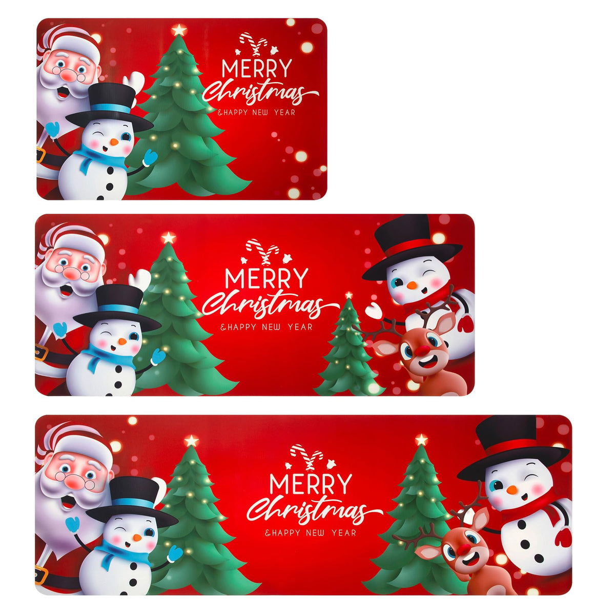MATBAR alfombras navideñas para cocina, conjunto de tres, cálidas y festivas.