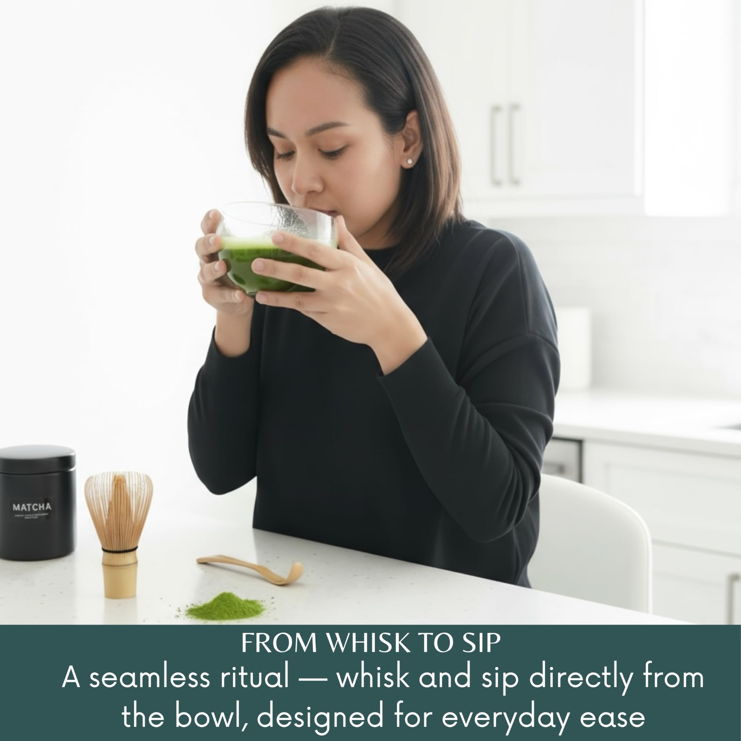 Matcha Maku cuenco ideal para usucha o koicha con textura.