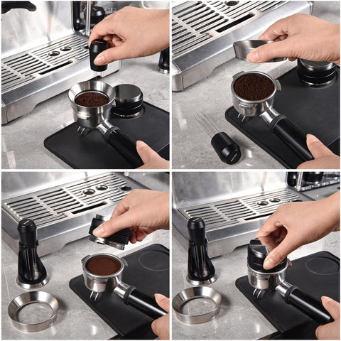 MATOW dosificación sin salpicaduras con 54mm para espresso preciso.
