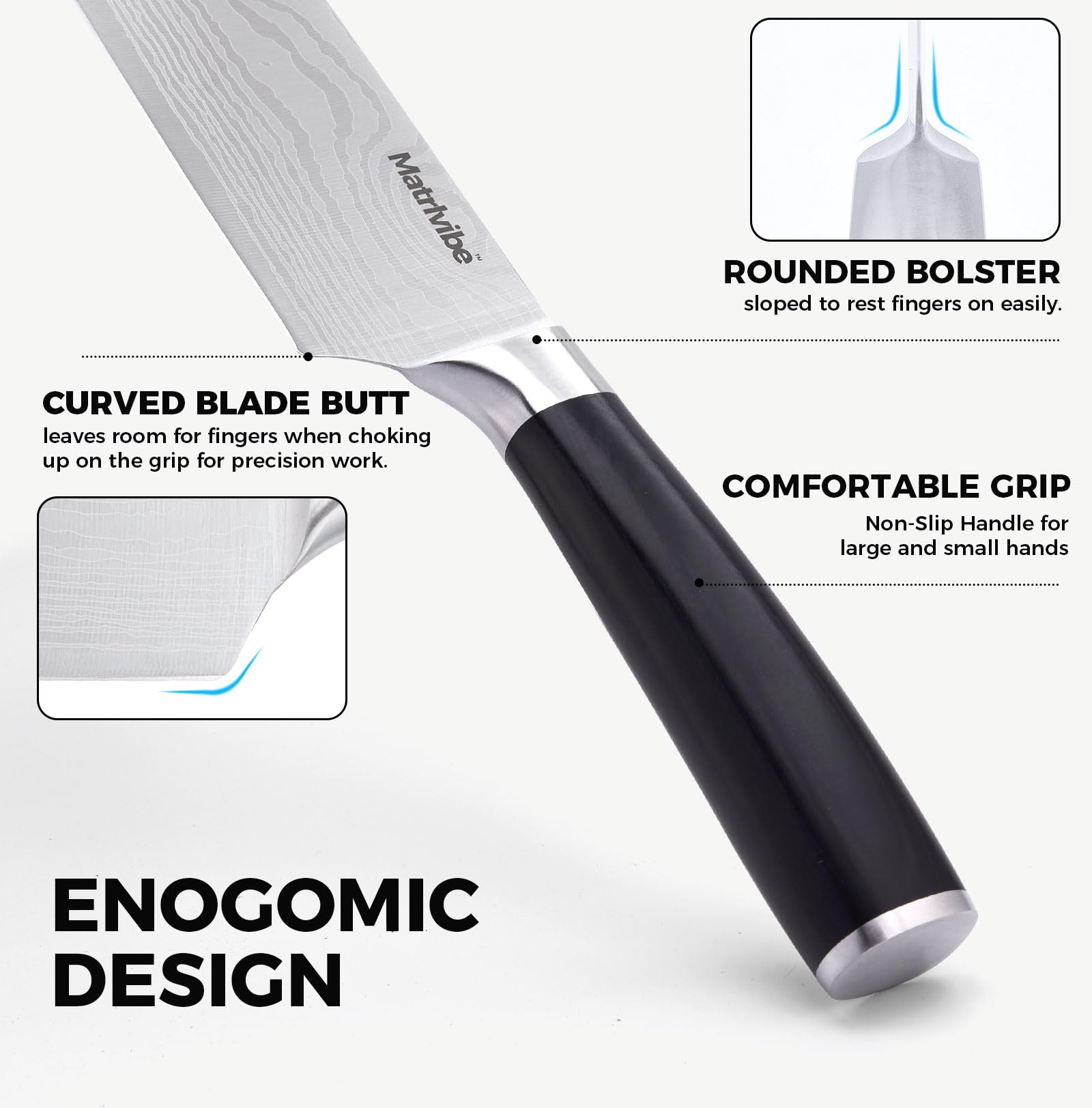 MATRLVIBE Nakiri, limpieza manual fácil para mantener el filo.
