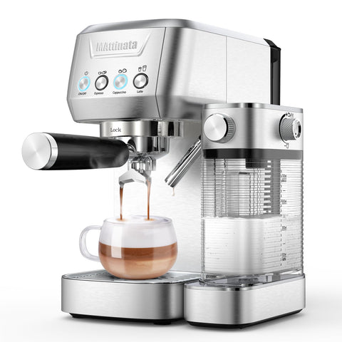 MAttinata cafetera cappuccino 20 bar, vista frontal, ideal para espresso en casa