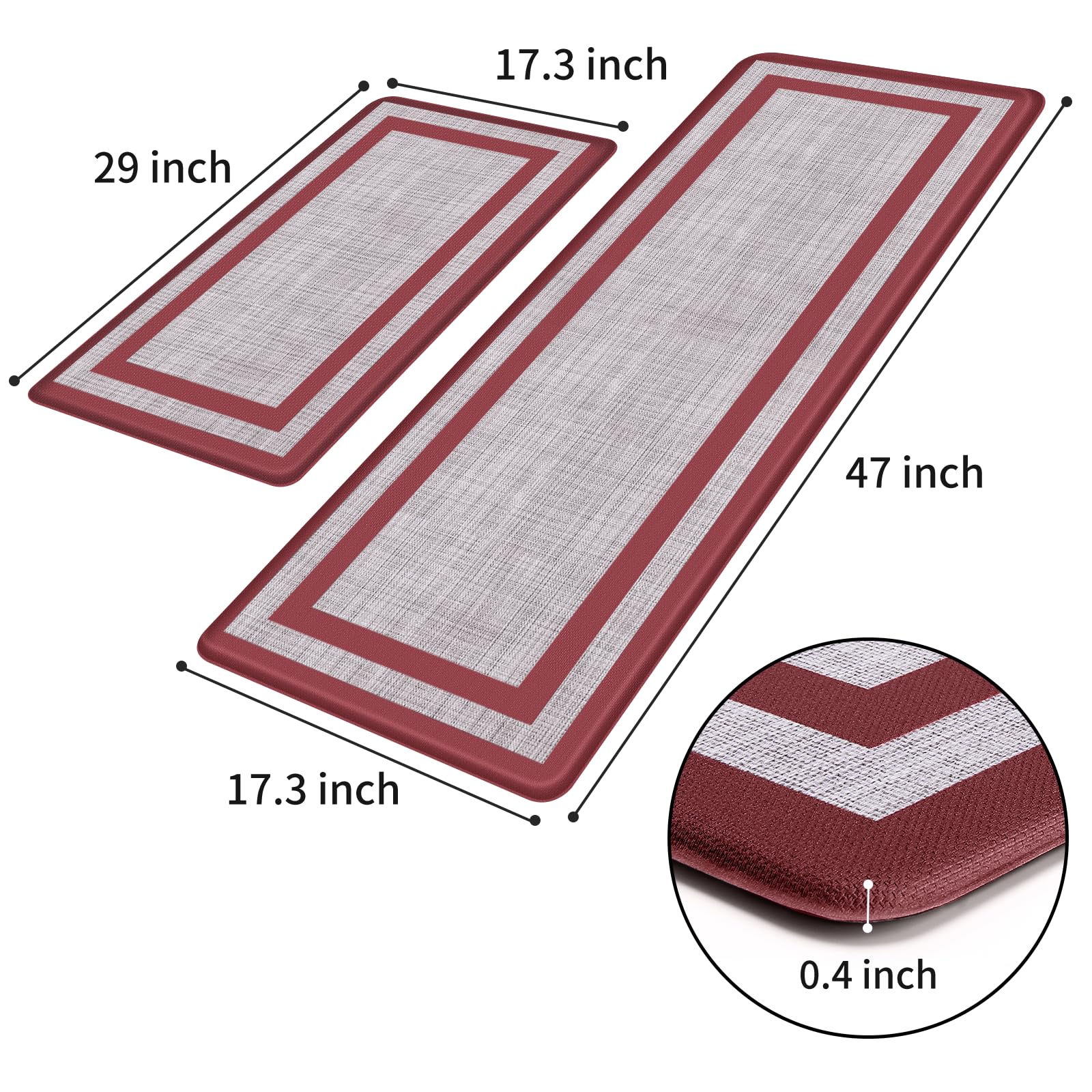 Mattitude Alfombra cocina antifatiga, detalle de textura suave para confort diario.