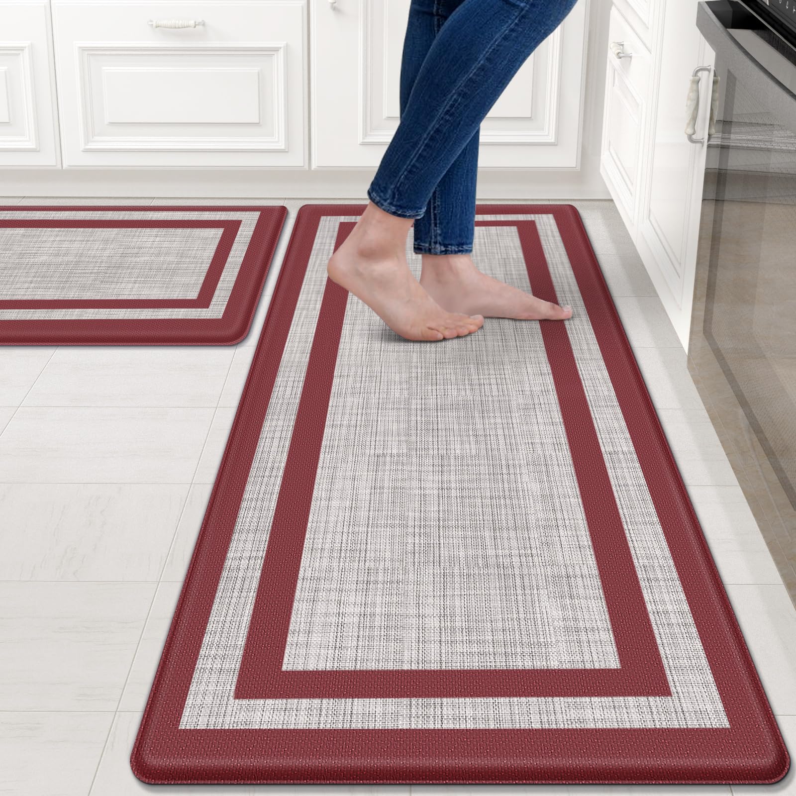 Mattitude Alfombra cocina antifatiga, vista frontal, apoyo cómodo para largas horas de cocina.