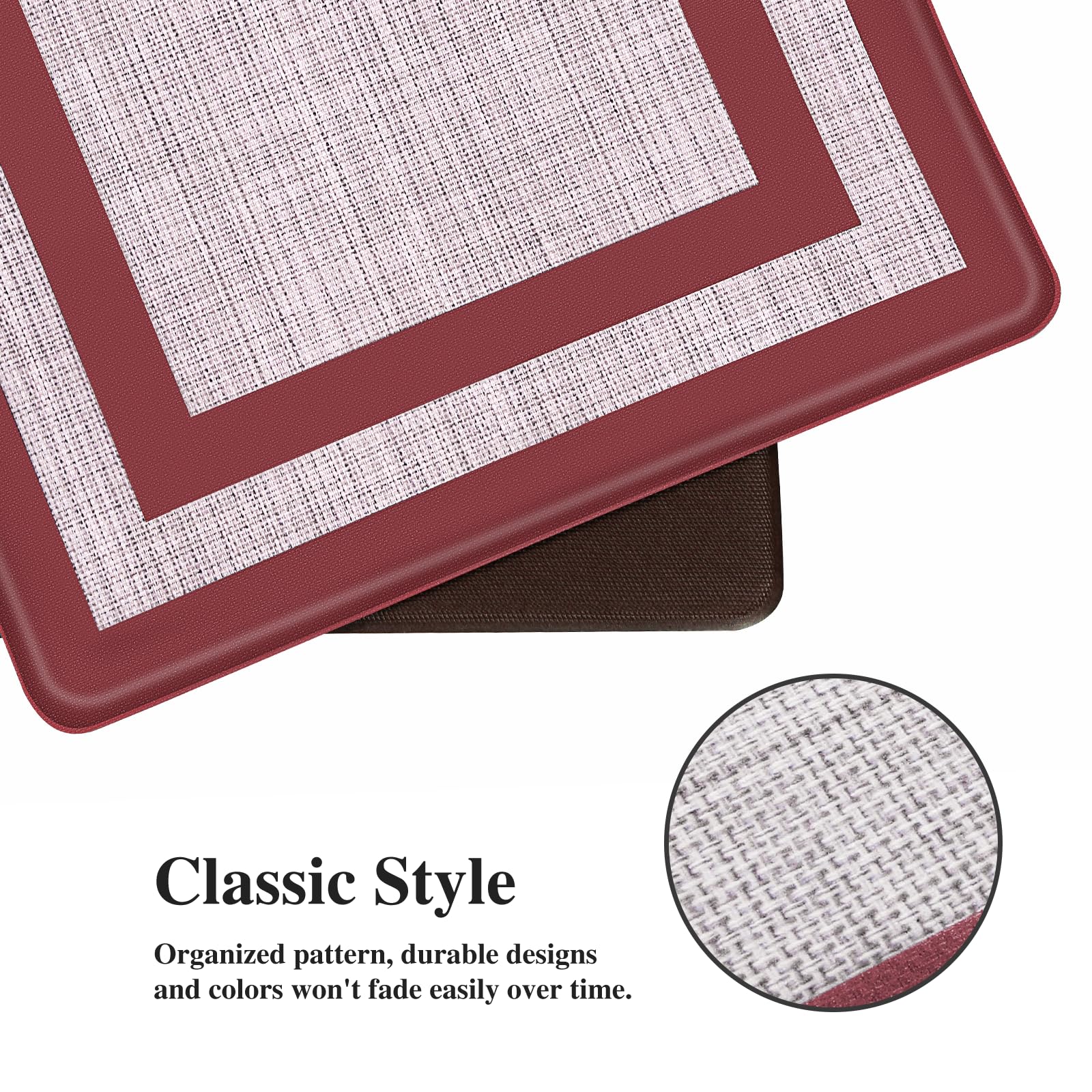 Mattitude Alfombra cocina antifatiga, vista lateral, base antideslizante para mayor seguridad.